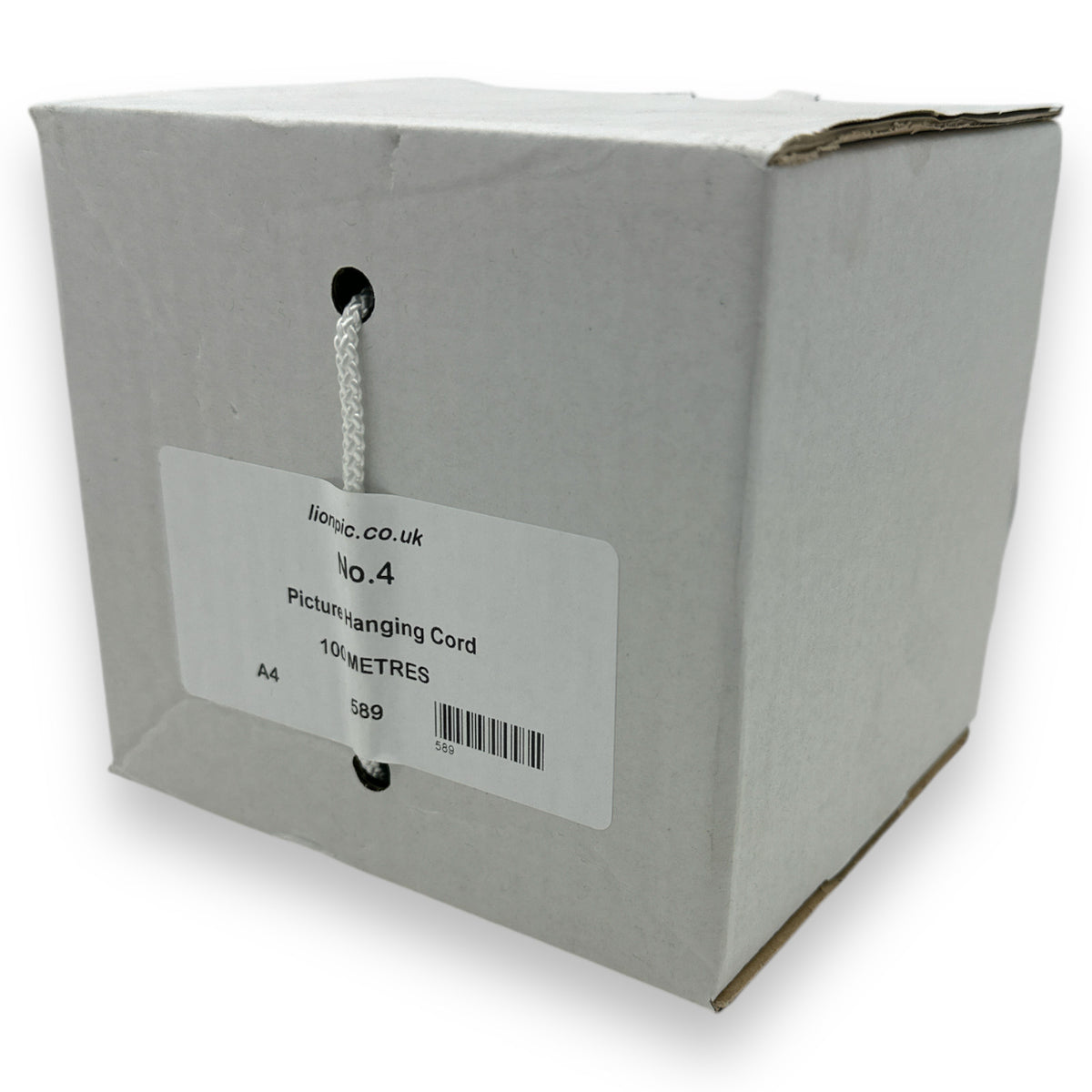 White Low-Stretch Picture Hanging Cord – 100m, No.1–No.5 – No.4 3mm