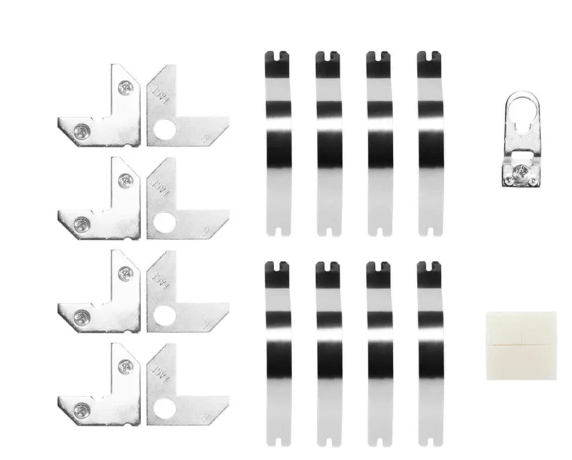 Aluminium Picture Frame Hardware Kit Corner Plates Bow Springs Keyhole Hangers – product image 2
