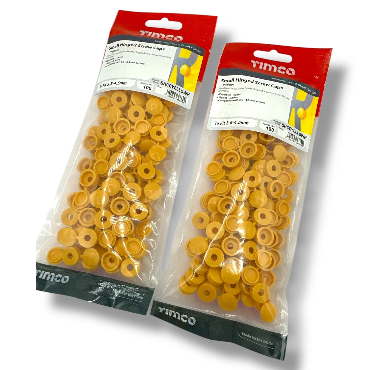 Plastic Screw Cover Caps Hinged 100 × Yellow Small To Fit Size 4g-9g Gauge – product image 1