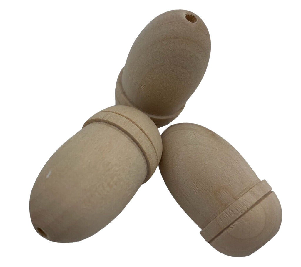 Large Wooden Acorn Pull Cord Ends – Light Wood, Pack of 3 – product image 2