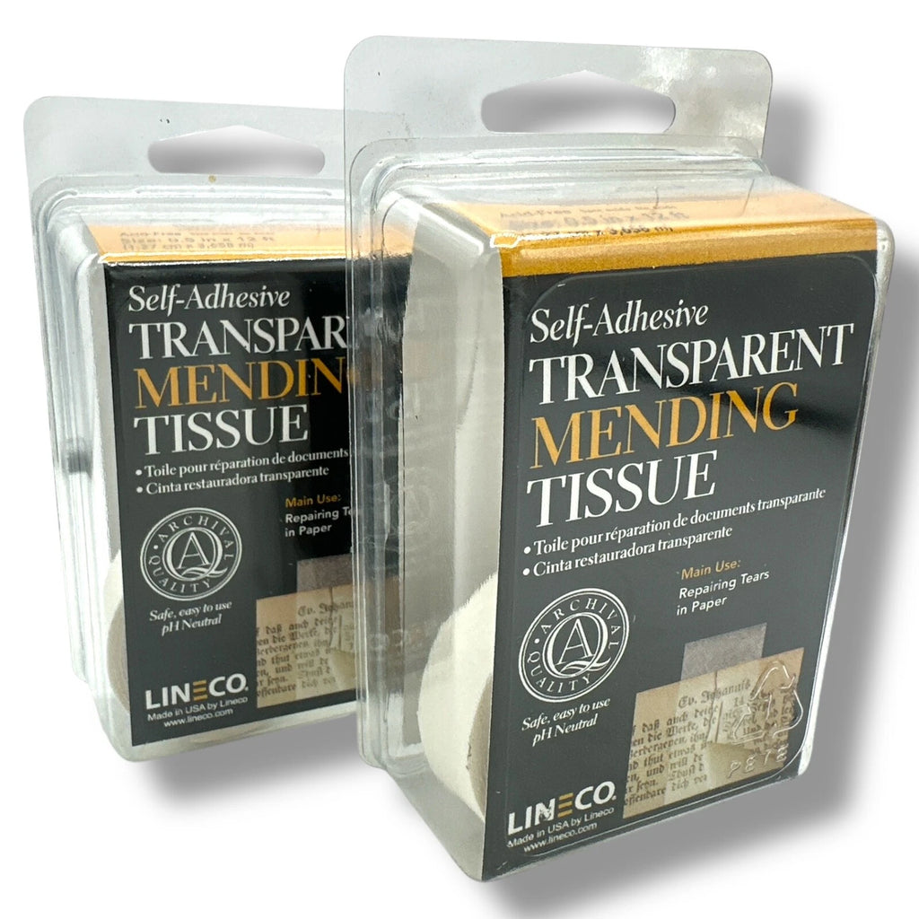 Lineco Transparent Mending Tissue Tape 12mm × 3.65m Paper Book Document Twin Pack – product image 1