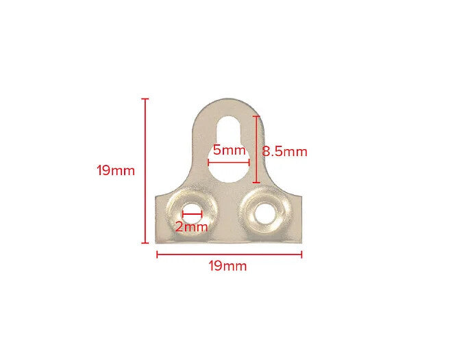 Brass-Plated Slotted Mirror Plates – 19mm – dimensions and measurements