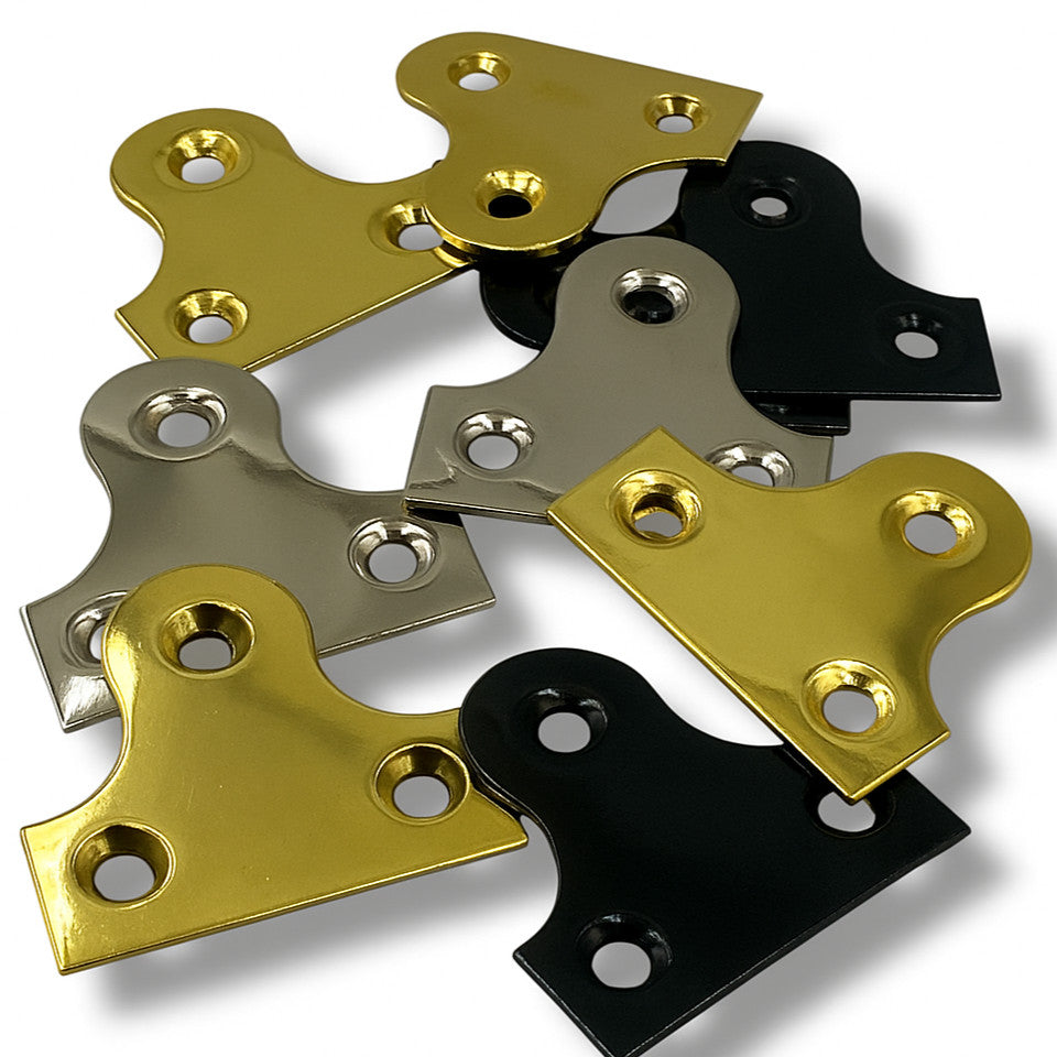 Mirror Hanging Plates – 19–46mm, Brass, Nickel & Black