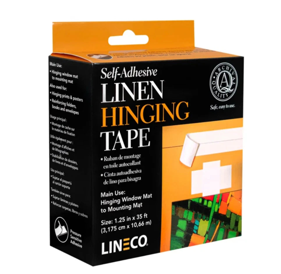 Lineco Self Adhesive Cloth Tape 32mm × 10m Archival pH Neutral White Hinging – product image 1