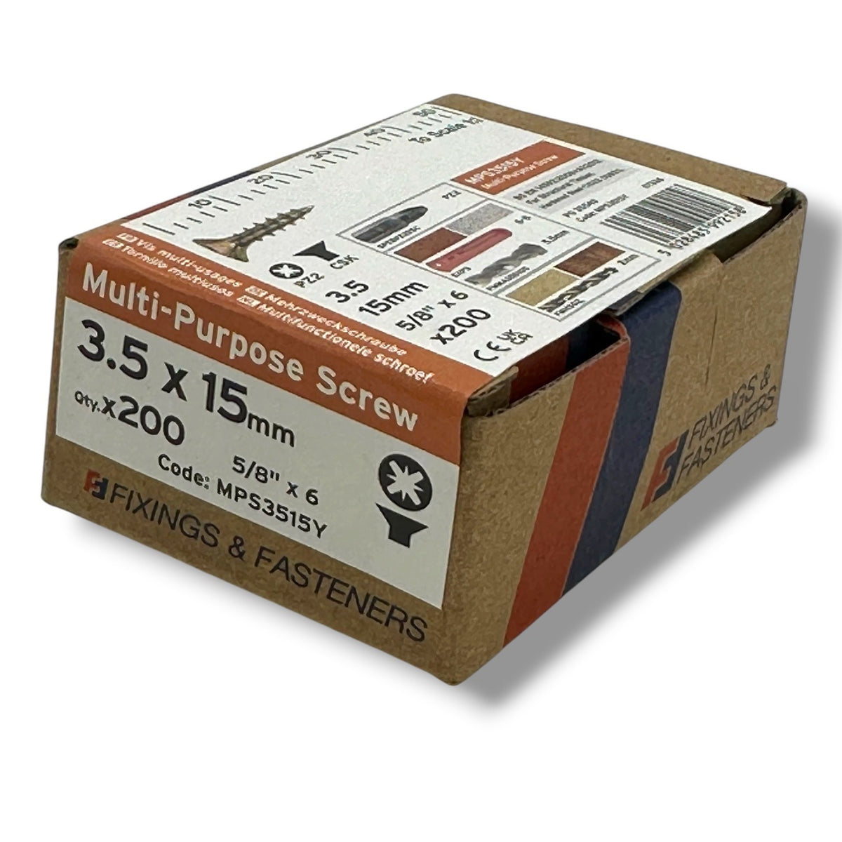 ForgeFix Yellow Zinc Pozi Wood Screws – 3.5 × 15mm – size and packaging