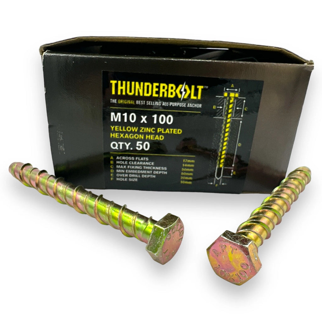 Genuine Thunderbolt Bolt M10 × 100mm Head Masonry Concrete Brick Anchor Screw – product image 3