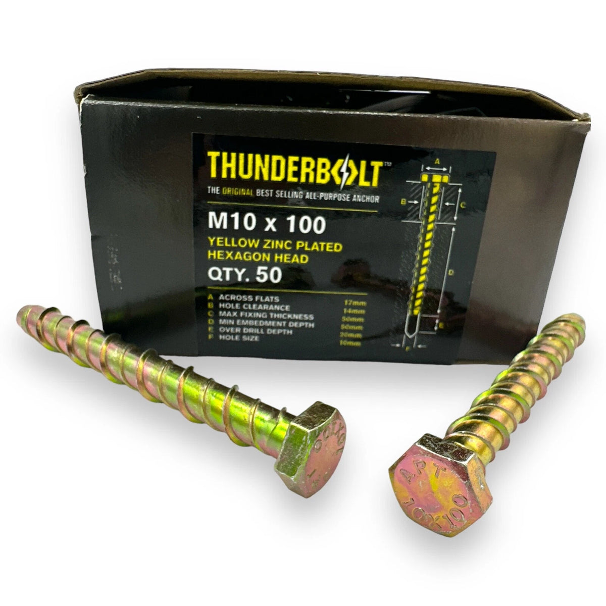 Genuine Thunderbolt Bolt M10 × 100mm Head Masonry Concrete Brick Anchor Screw – product image 3
