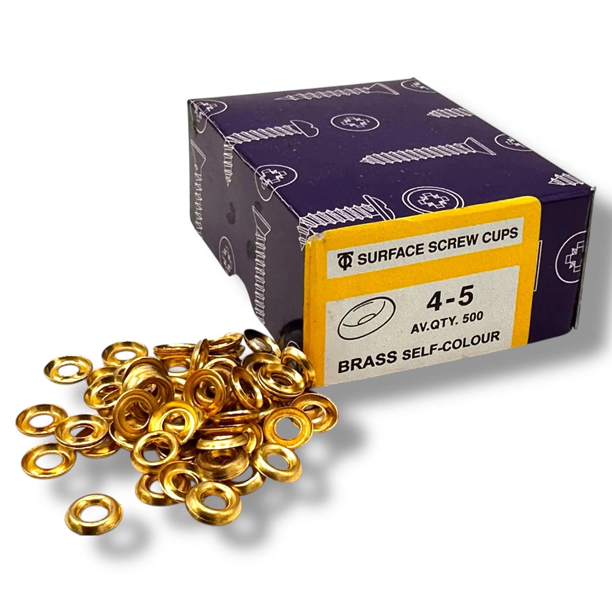 Brass Surface Screw Cups 4 - 5 screws finishing washer plated self colour × 50 – product image 3