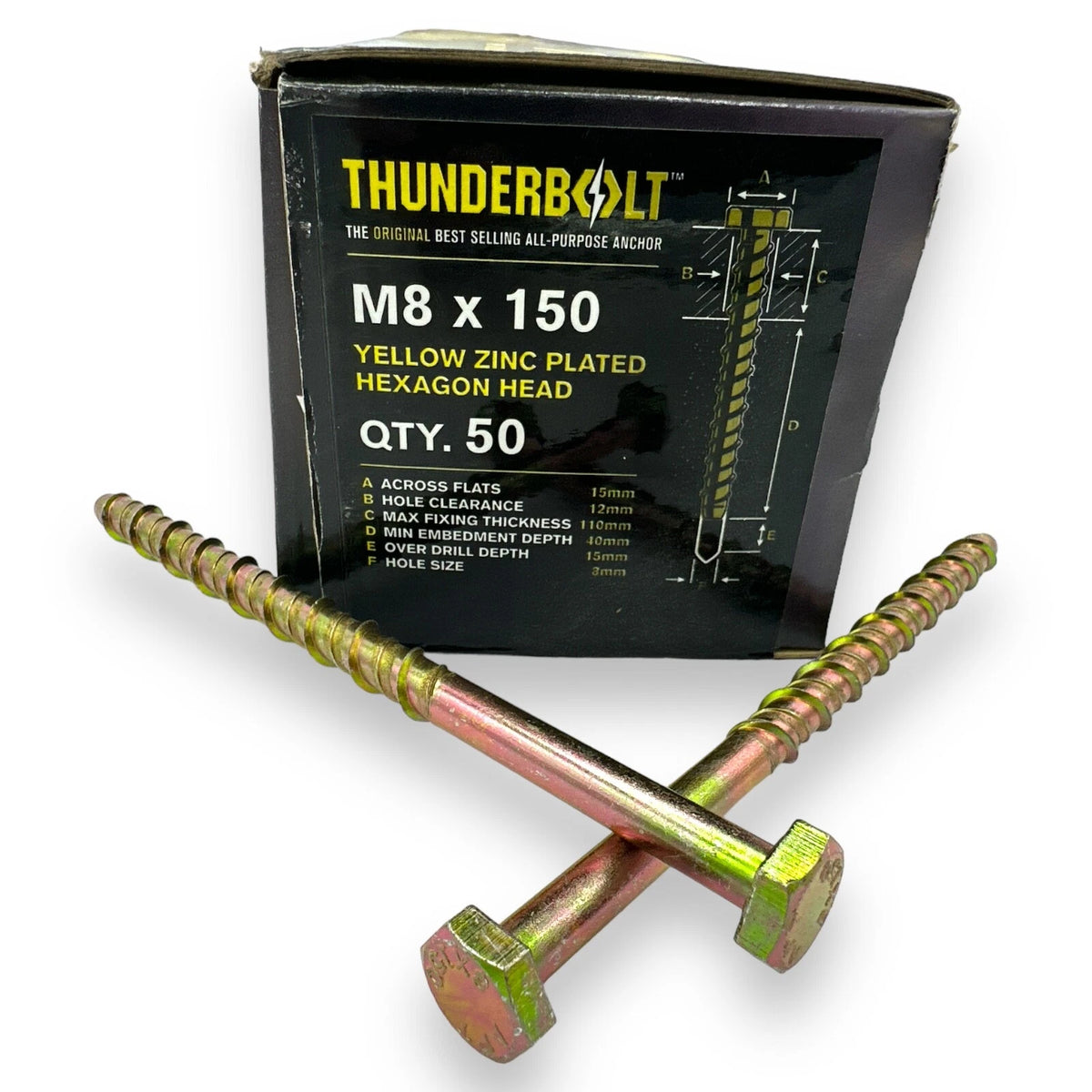 Genuine Thunderbolt Bolt M8 × 150mm Head Masonry Concrete Brick Anchor Screw – product image 3