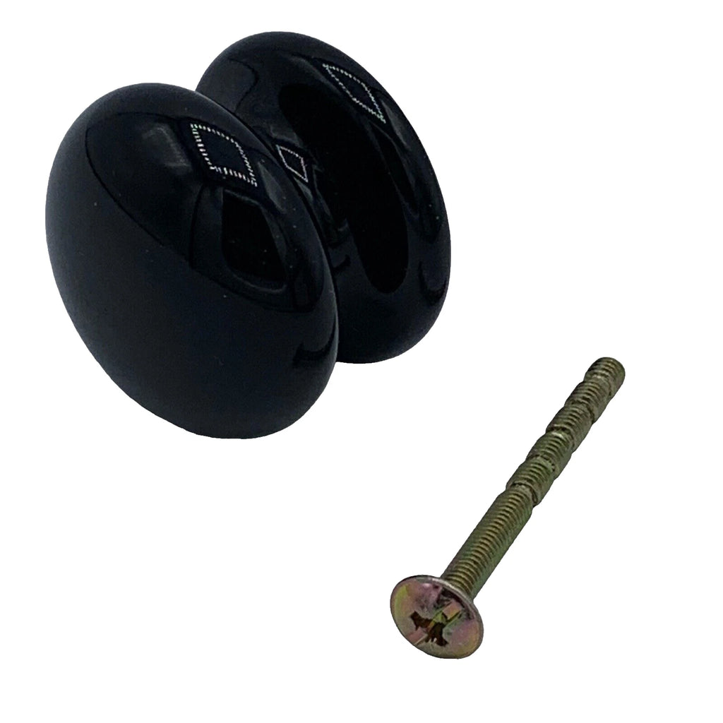 Black Cupboard Door Knob 38mm Kitchen Bedroom Cabinet Porcelain Ceramic Häfele – product image 1