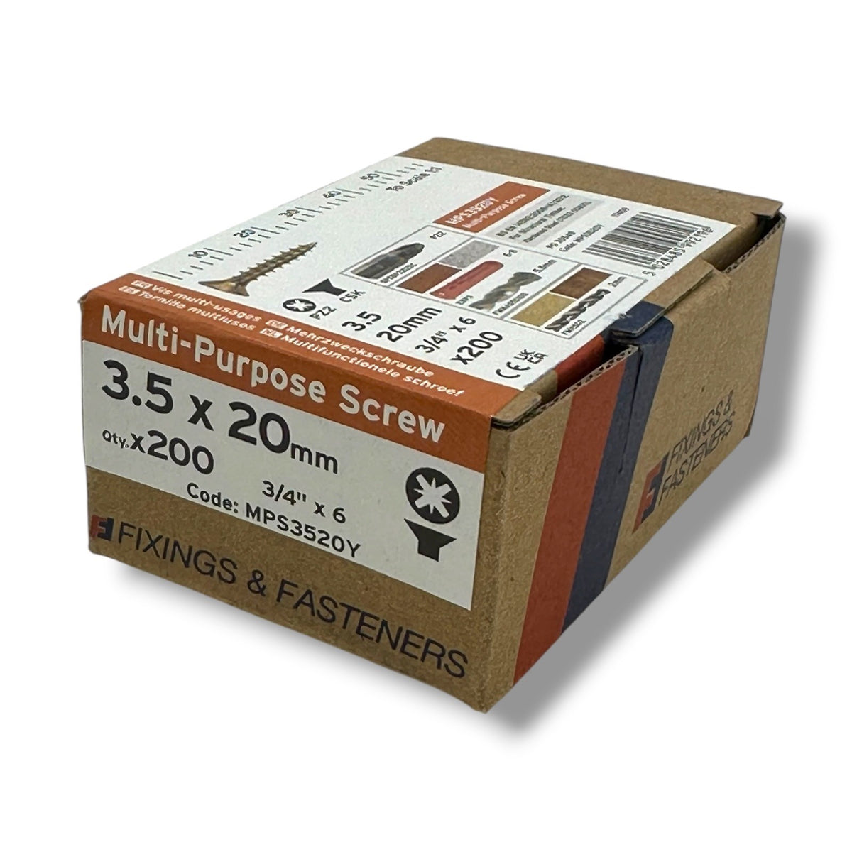 ForgeFix Yellow Zinc Pozi Wood Screws – 3.5 × 20mm – size and packaging