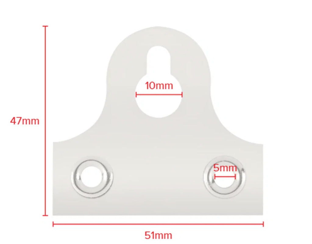 Nickel-Plated Slotted Mirror Plates – 19–50mm – dimensions and measurements