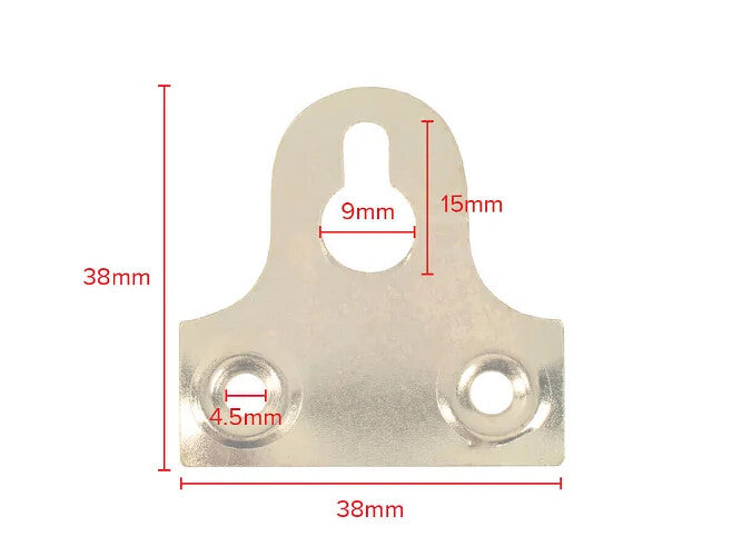 Brass-Plated Slotted Mirror Plates – 19–50mm – dimensions and measurements
