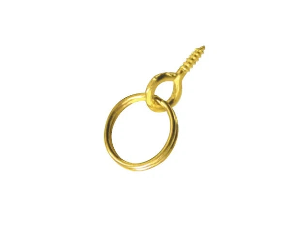 20 Medium Screw Eye and Split Ring for Picture Frame Hanging. Brassed '2' – product image 2