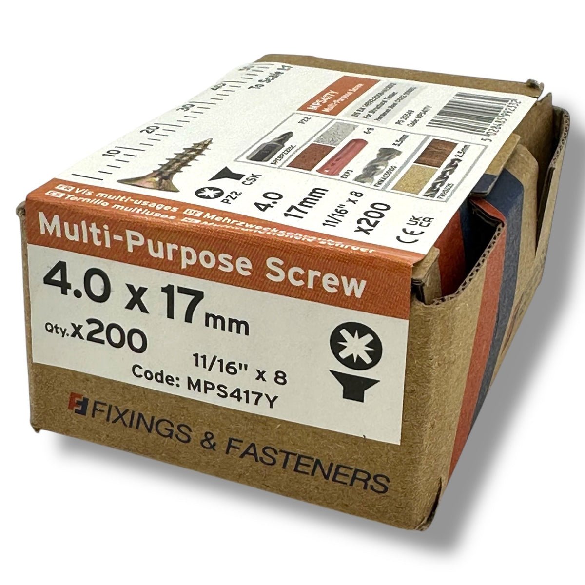 ForgeFix Yellow Zinc Pozi Wood Screws – 4.0 × 17mm – size and packaging
