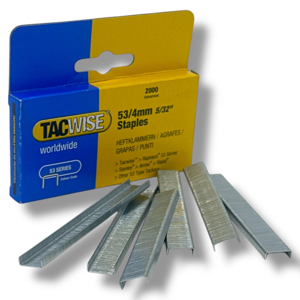 Tacwise Staples 53 Series 4mm 5/32" 6 Strips 750 Staple Gun Framing galvanised – product image 1