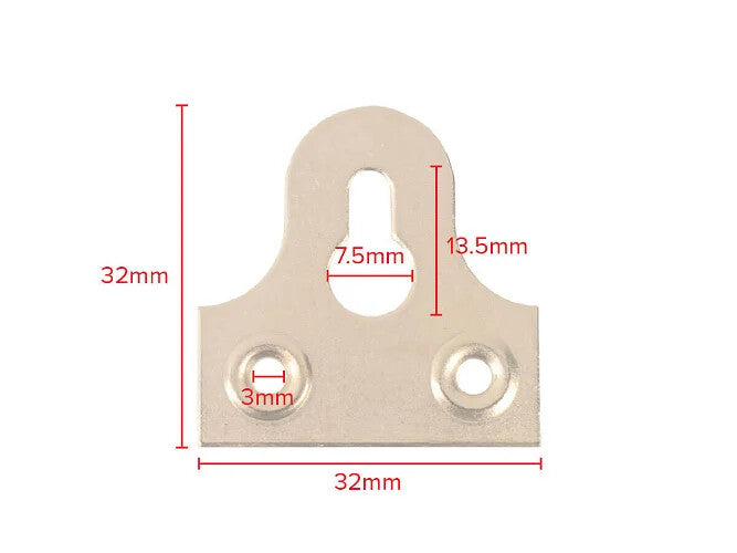 Brass-Plated Slotted Mirror Plates – 19–50mm – dimensions and measurements