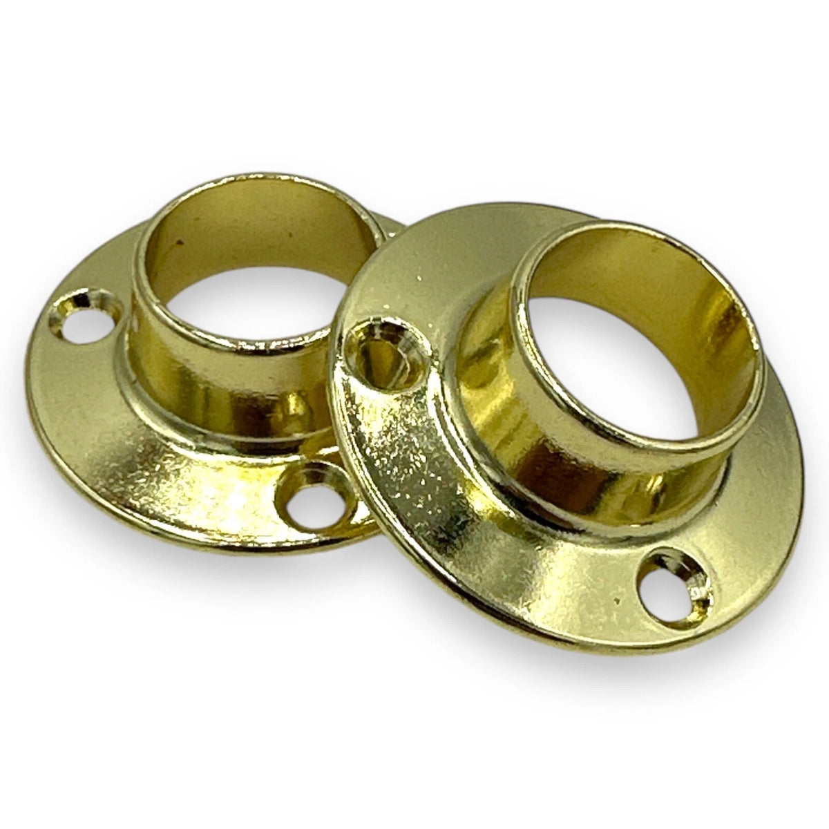 Brass-Plated Wardrobe Rail End Support Brackets – 19mm, Pair