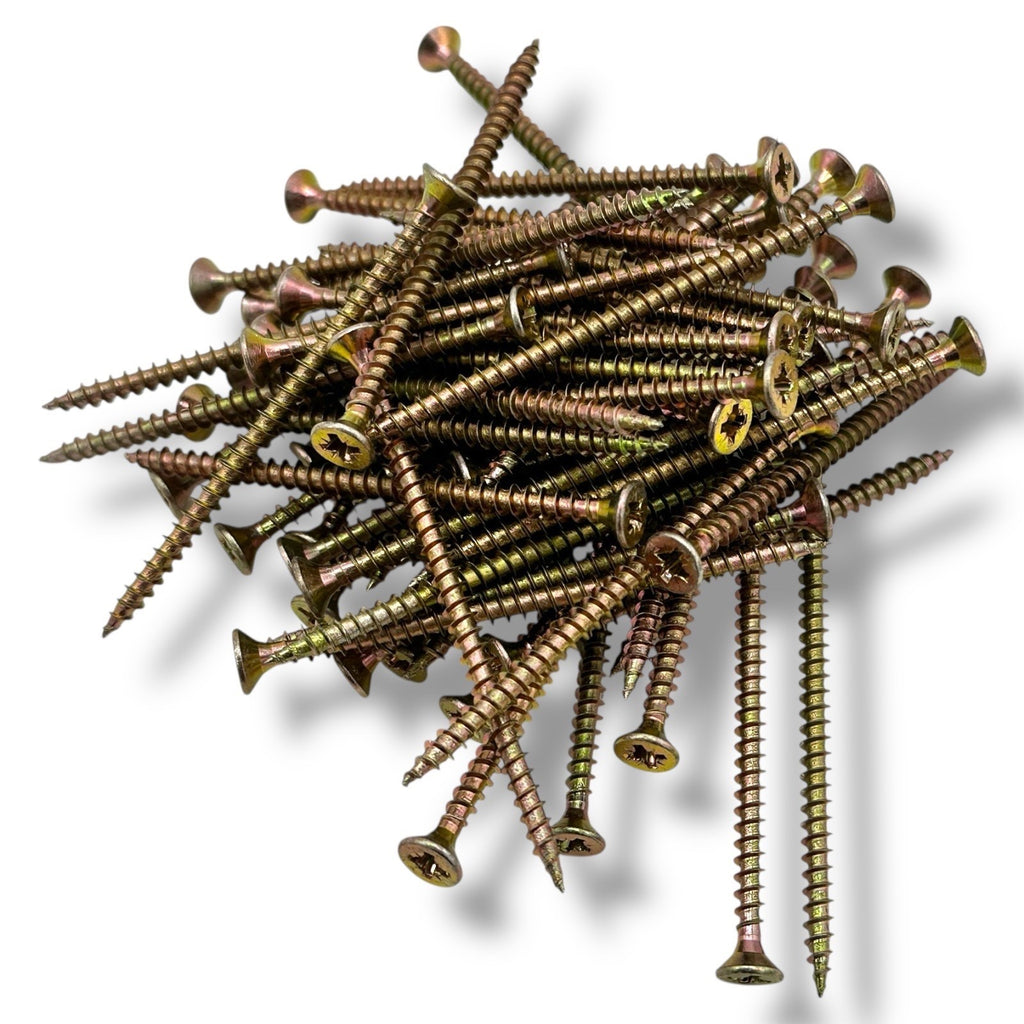 ForgeFix Yellow Zinc Wood Screw Assortment – 1,900 Pieces – trade pack contents