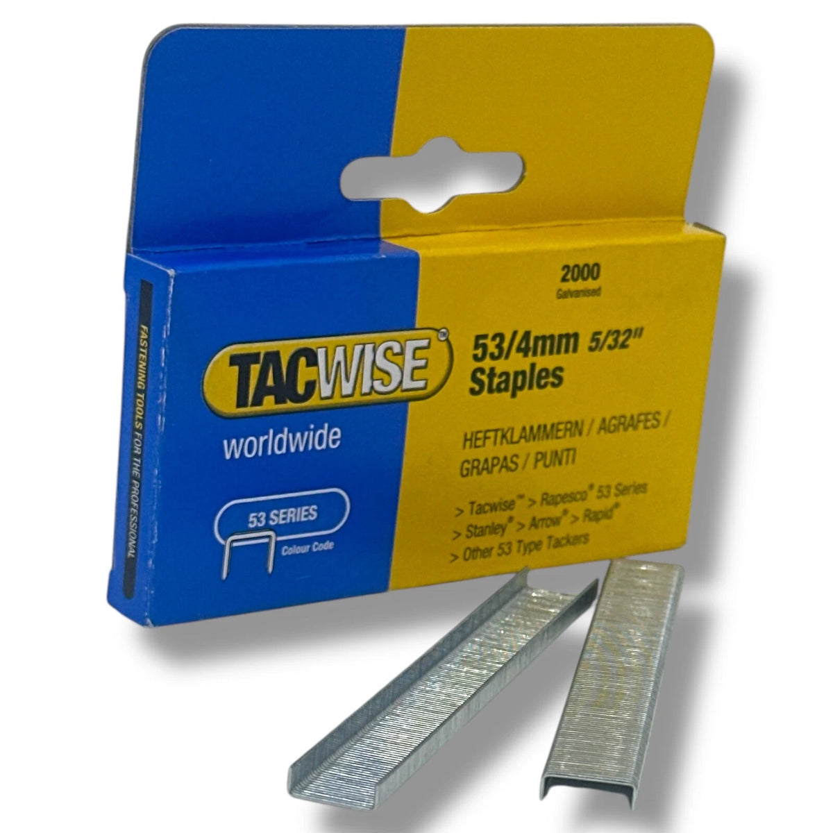Tacwise Staples 53 Series 4mm 5/32" 2 Strips 250 Staple Gun Framing galvanised – product image 1
