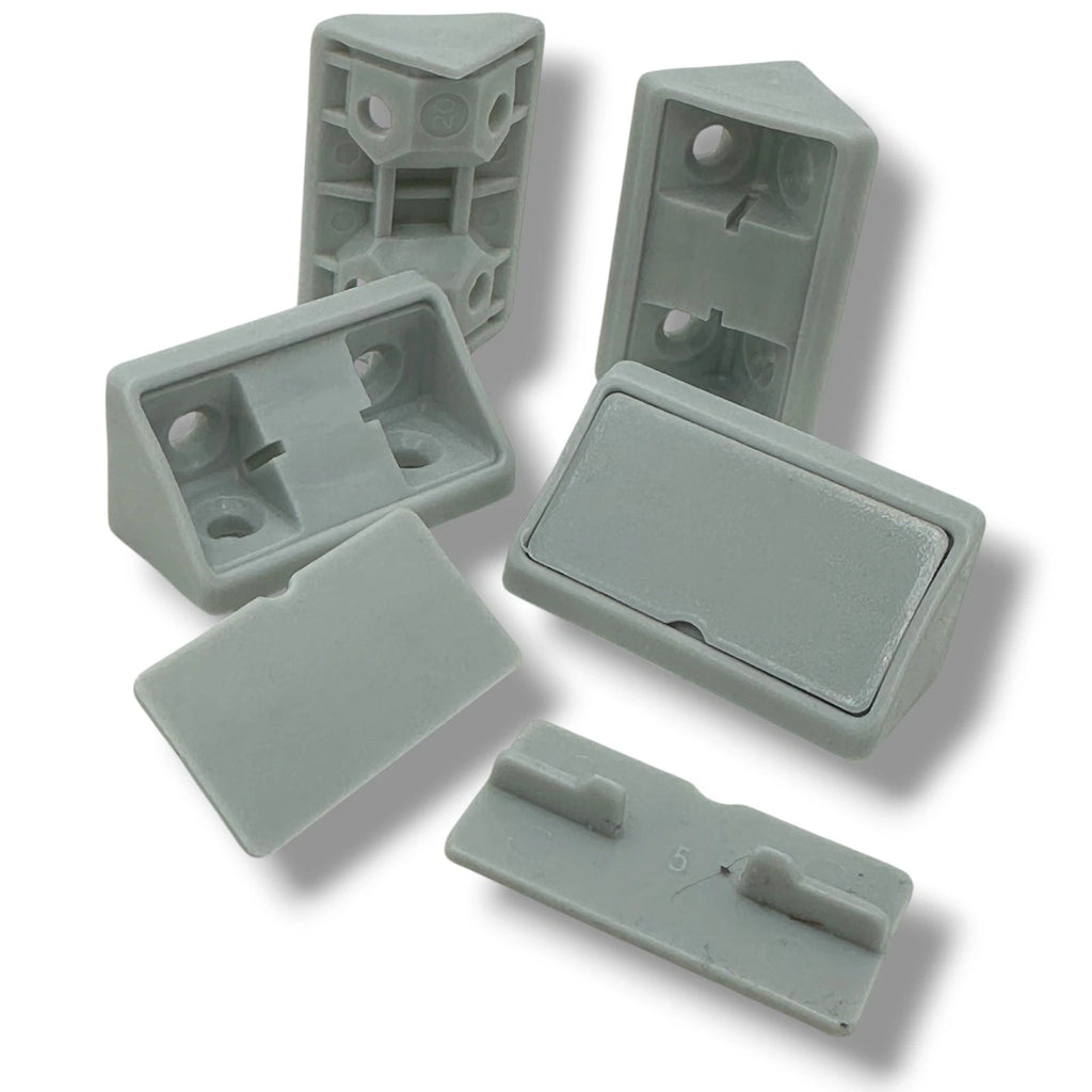 Campervan Corner Connector Blocks with Caps – Light Grey, 44 × 20mm - image 1