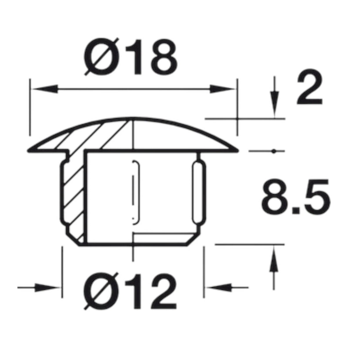 Cover Cap Blind Hole Häfele Plastic 12mm Ø18mm Head RAL Colours Push – product image 5
