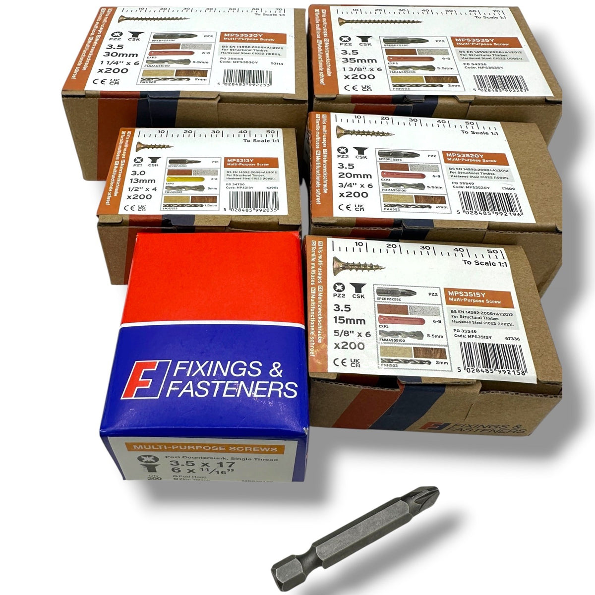 ForgeFix Yellow Zinc Wood Screw Assortment – 1,200 Pieces – assortment pack overview
