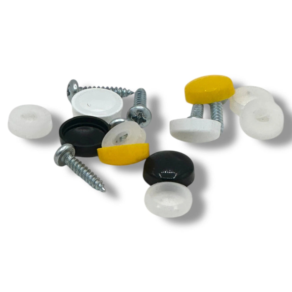 Number Plate Cap Screws 6pcs Fixings Gloss Screw Cover Black White Yellow – product image 8