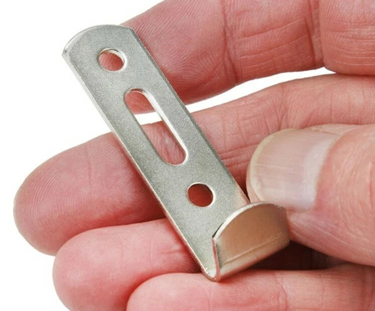 Heavy-duty J-hook picture hanger fitting detail