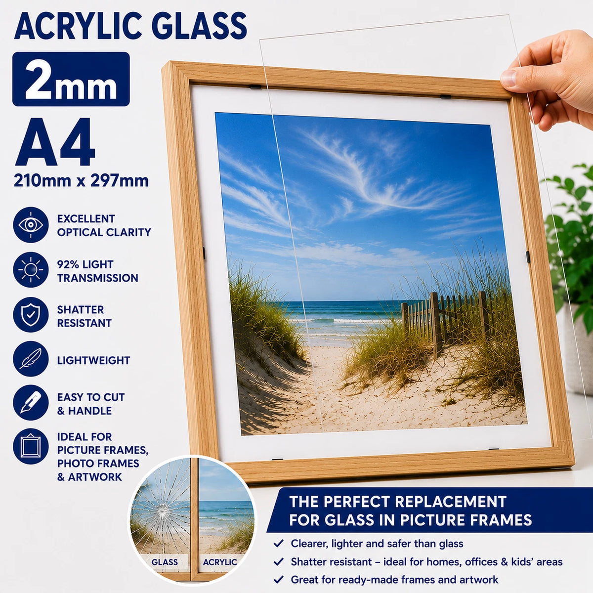 Clear 2mm Replacement Acrylic Glass – A4 (210 × 297mm) - image 2