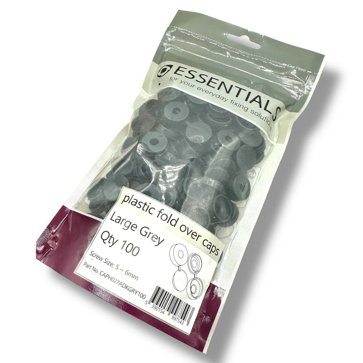 Screw Cover Caps Hinged 100 × Dark Grey Plastic Large To Fit Size 10/12Gauge – product image 1