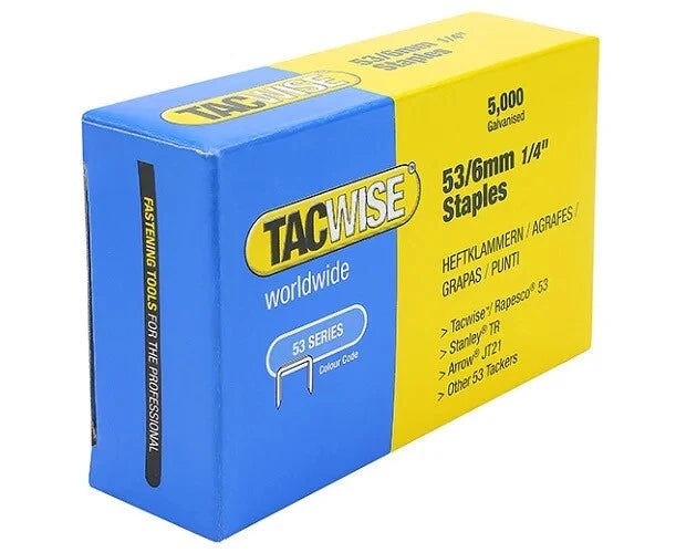 Tacwise 6mm Staple 53 Series 1/4" Staples For Gun Framing Canvas galvanised – product image 1