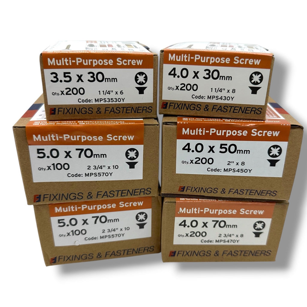 ForgeFix Mixed-Size Yellow Zinc Wood Screw Assortment – 1,000 Pieces – assortment pack overview
