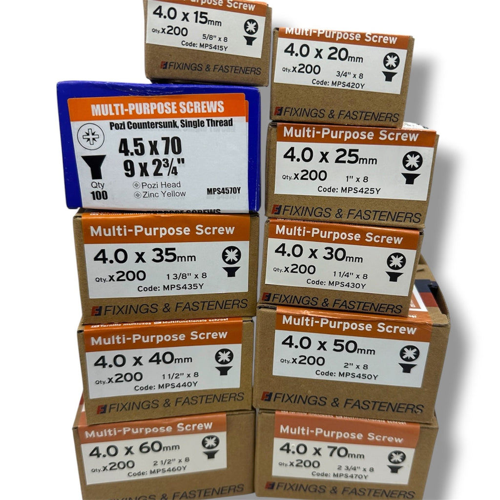 ForgeFix Yellow Zinc Wood Screw Assortment – 1,900 Pieces – assorted screw boxes