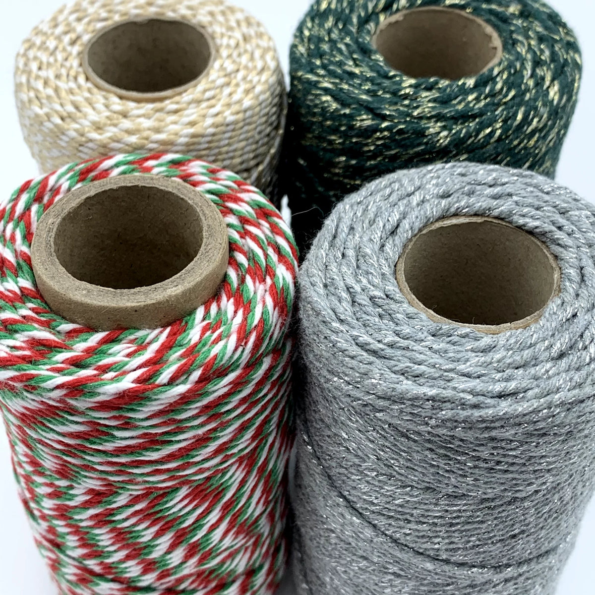 Christmas Red White Gold 4 × 100m Cotton Bakers Twine Rope Green Silver Gift – product image 1
