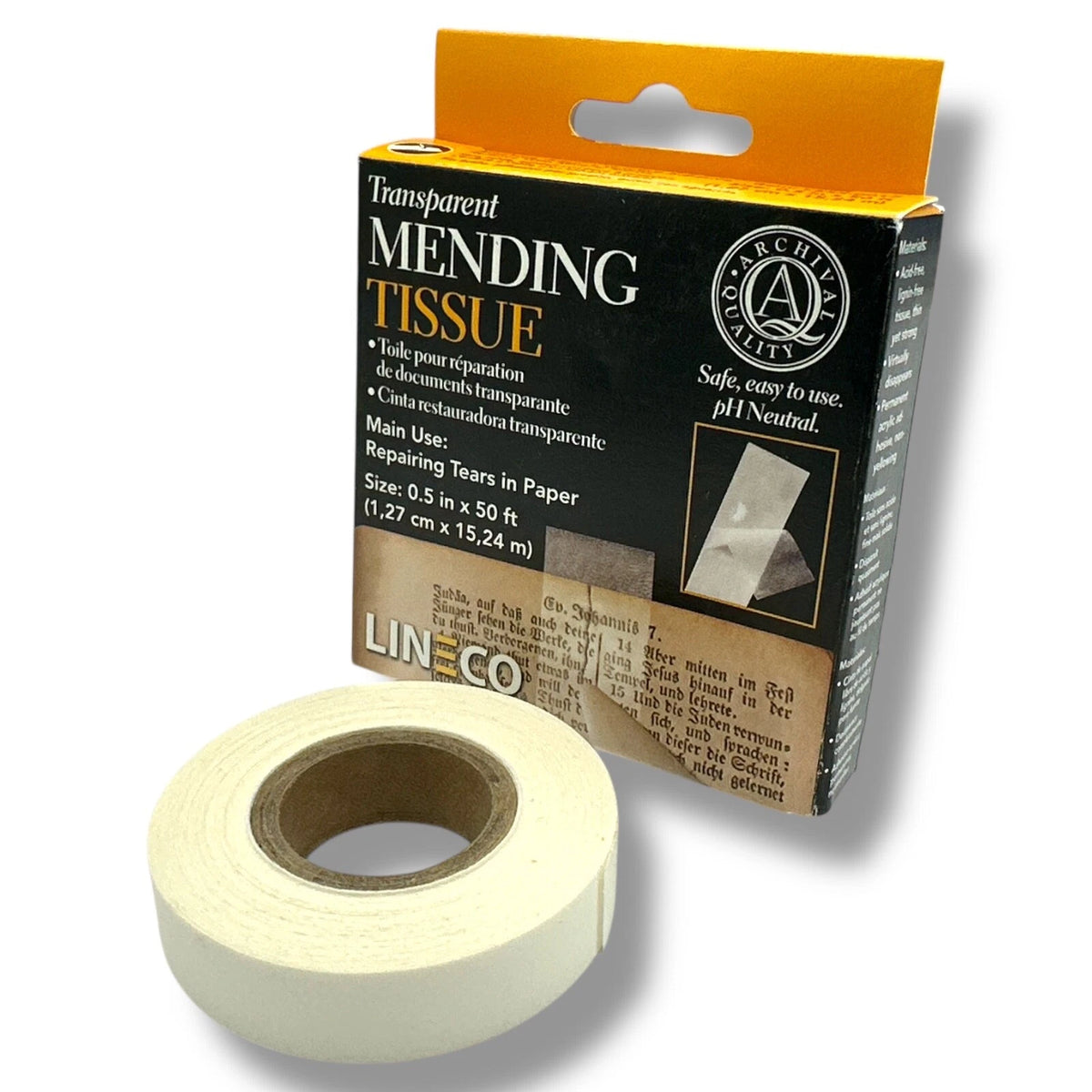 Mending Tissue Tape Lineco Transparent TWIN PACK (15m × 13mm) Paper Repairs – product image 2
