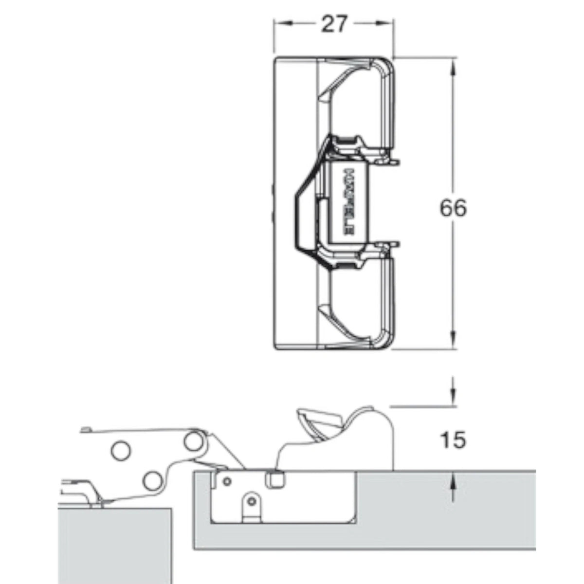 Soft Close Hinge Häfele Add on Adaptor 100° Hinge Click Slide Mechanism Titus – product image 5