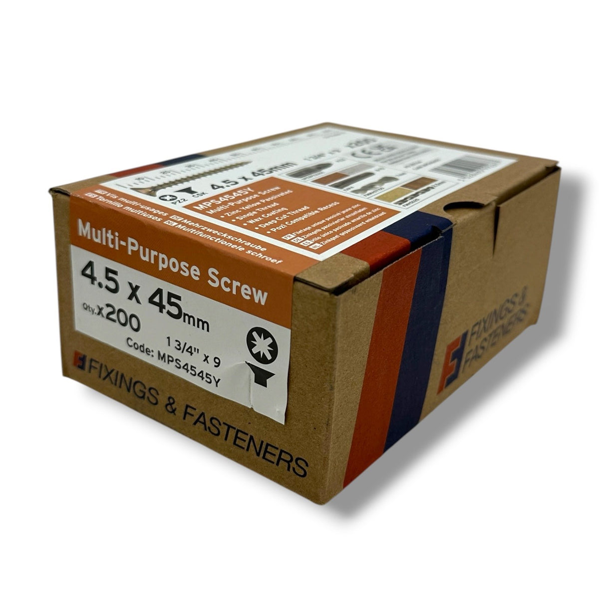 ForgeFix Yellow Zinc Pozi Wood Screws – 4.5 × 45mm – size and packaging