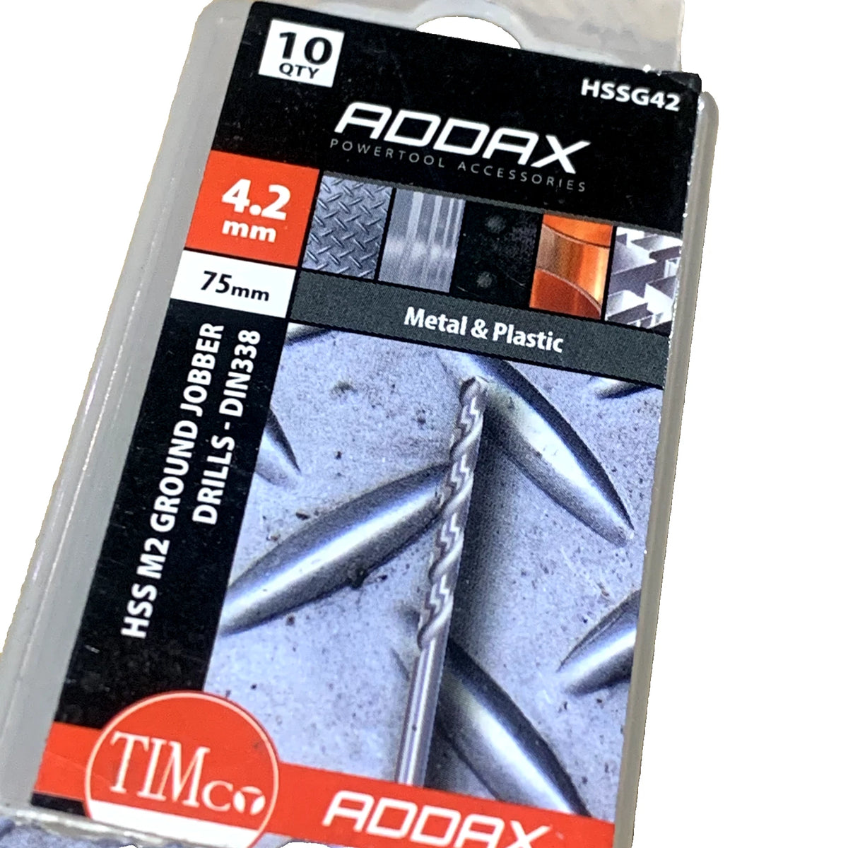 Twist Drill Bit Roll forged ADDAX 4.2mm Steel Work HSS DIN 338 Pack Of 10 Jobber – product image 1