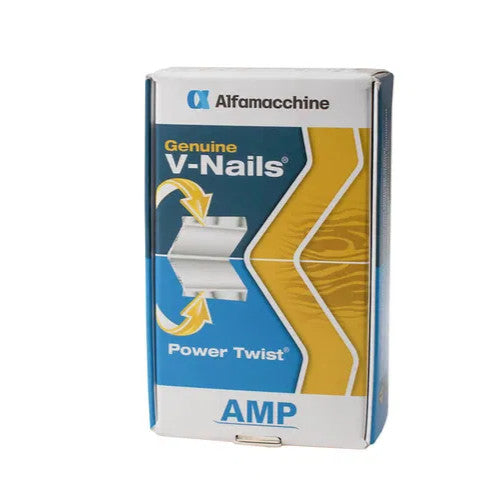 Alfamacchine Soft/Normal-Wood V-Nails – 10mm, Box of 3,000 – Alfamacchine Power Twist V-nail box