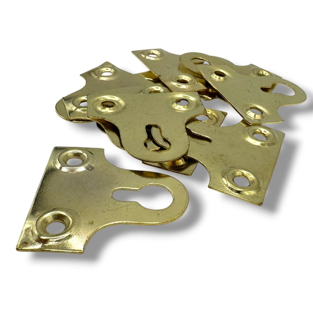 Brass-Plated Inverted Keyhole Mirror Plates – 38mm, Pack of 10 – product detail 2