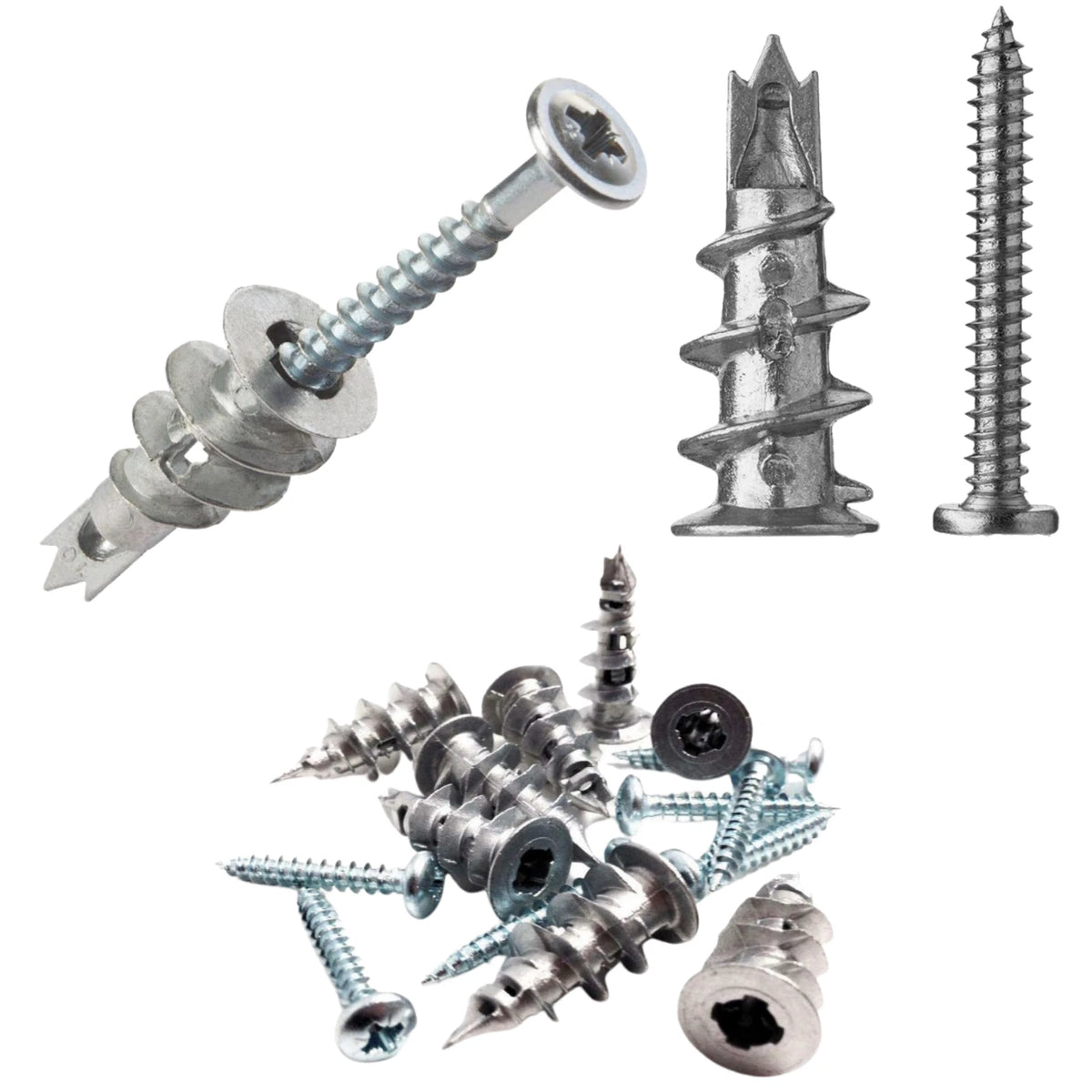 Metal Plasterboard Fixings Self Drill Cavity Wall Anchors Drywall Plugs Screws – product image 1