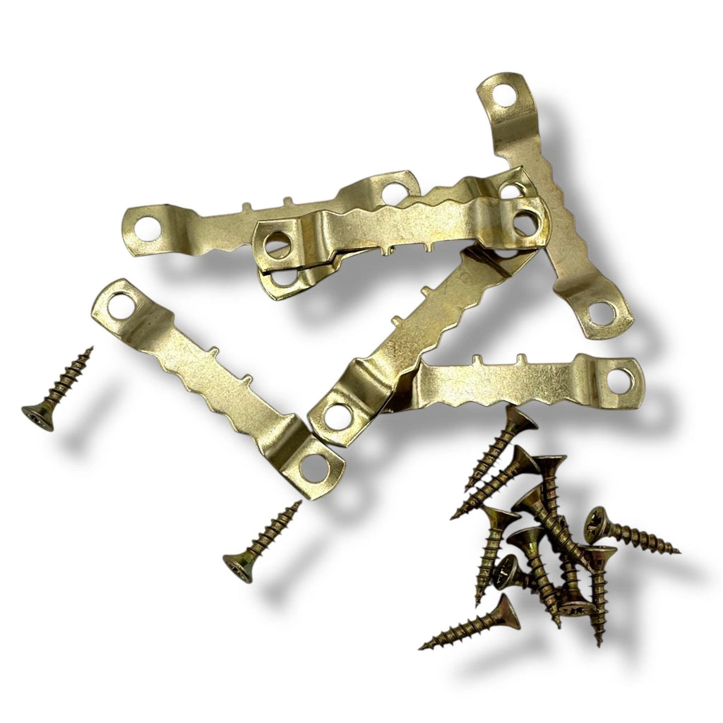 Sawtooth Picture Frame Hooks 45mm Brassed With Screws Canvas Hanging DIY Screw – product image 1