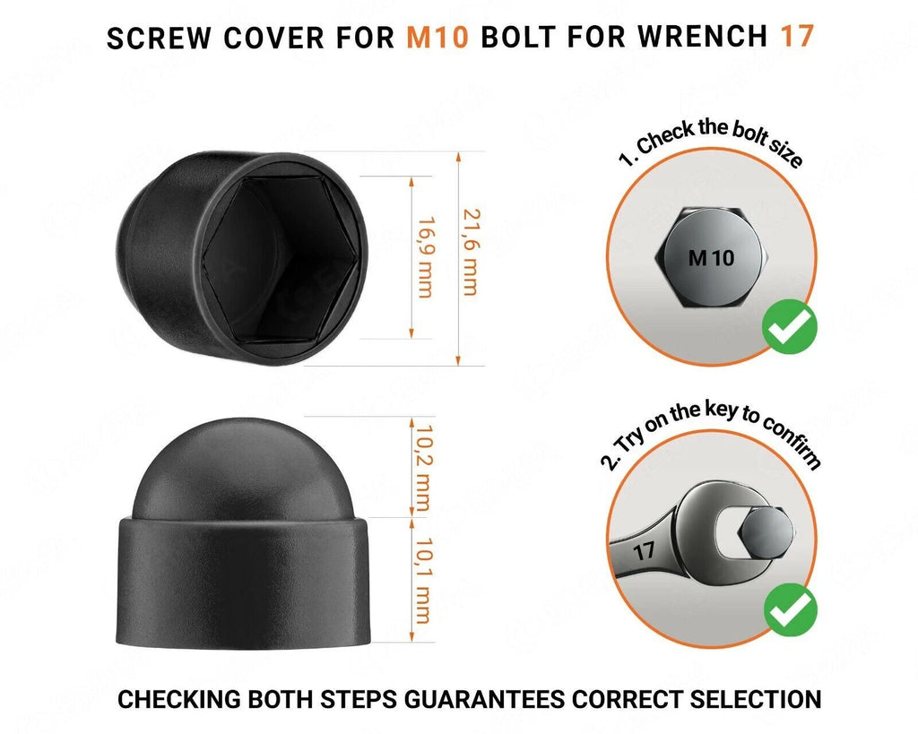 Dome Nut Cap Bolt M10 White Plastic Safety Cover Protection Caps Covers Hex – product image 2