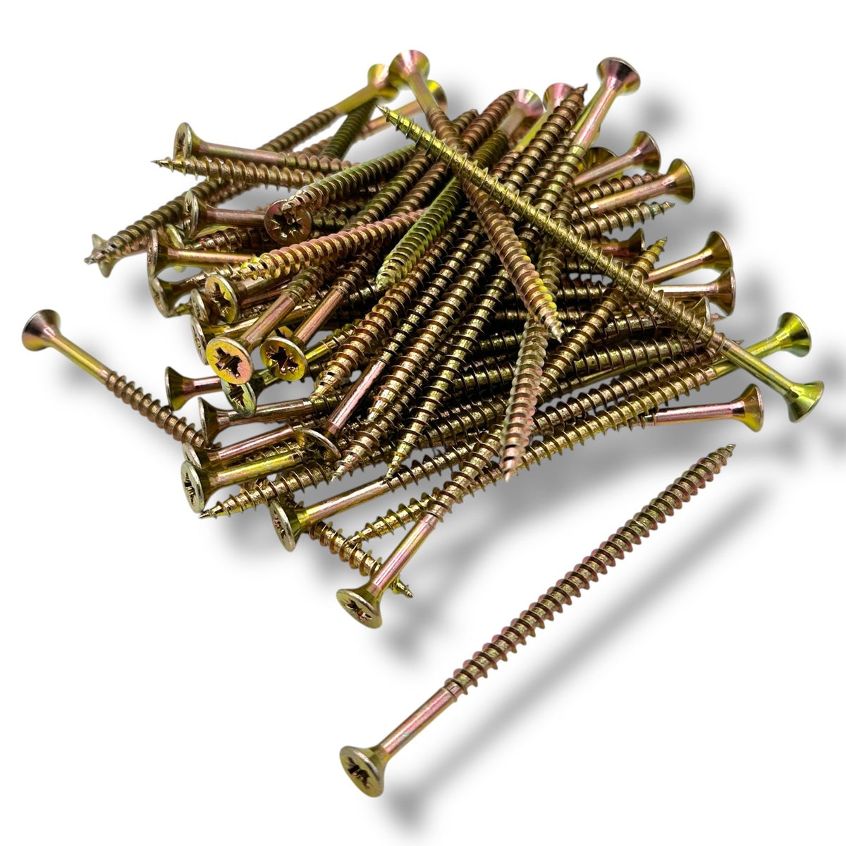 ForgeFix Yellow Zinc Pozi Wood Screws – 4.0mm, Multiple Lengths – countersunk heads
