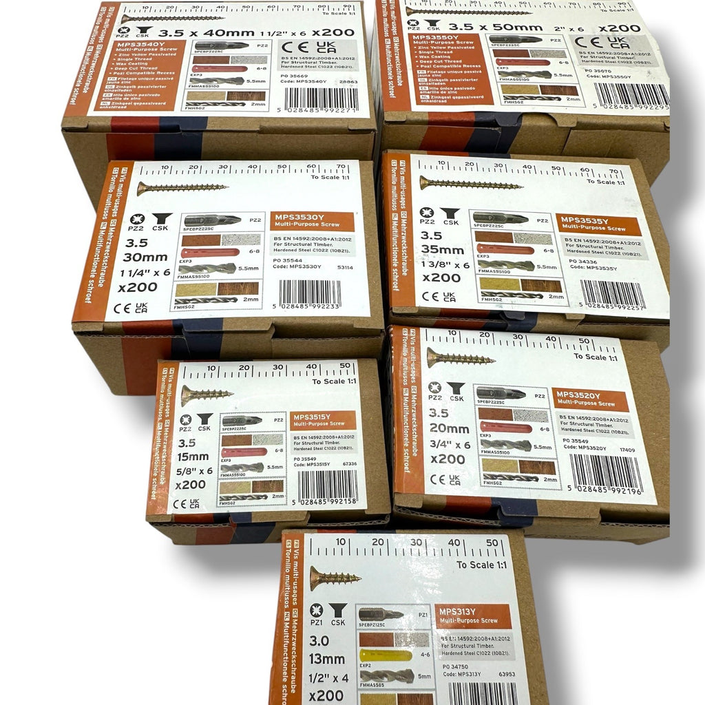 ForgeFix Yellow Zinc Wood Screw Assortment – 1,400 Pieces – assortment pack overview