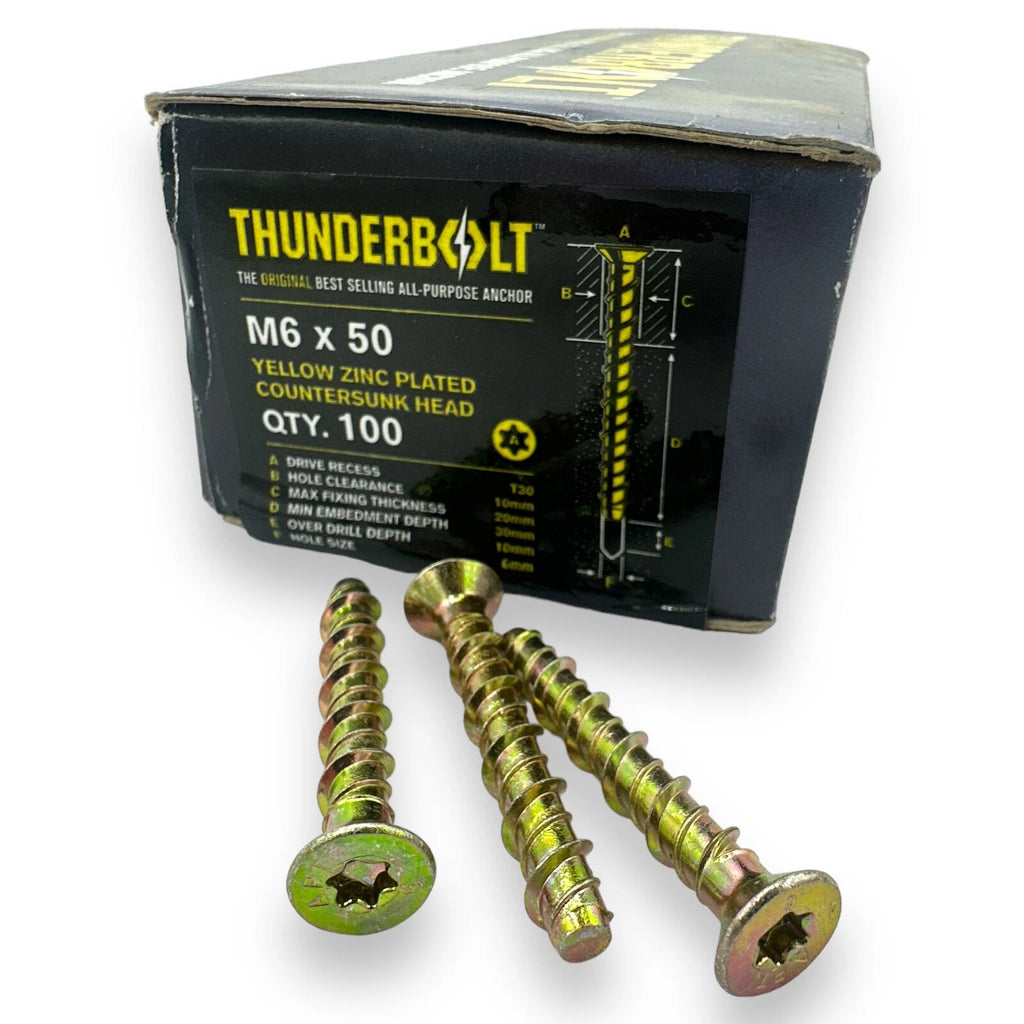 Genuine Thunderbolt Bolt M6 × 50mm CSK Head Masonry Concrete Brick Anchor Screw – product image 3
