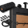 Black Picture Hanging Cord Kit – 200m, D-Rings & Screws