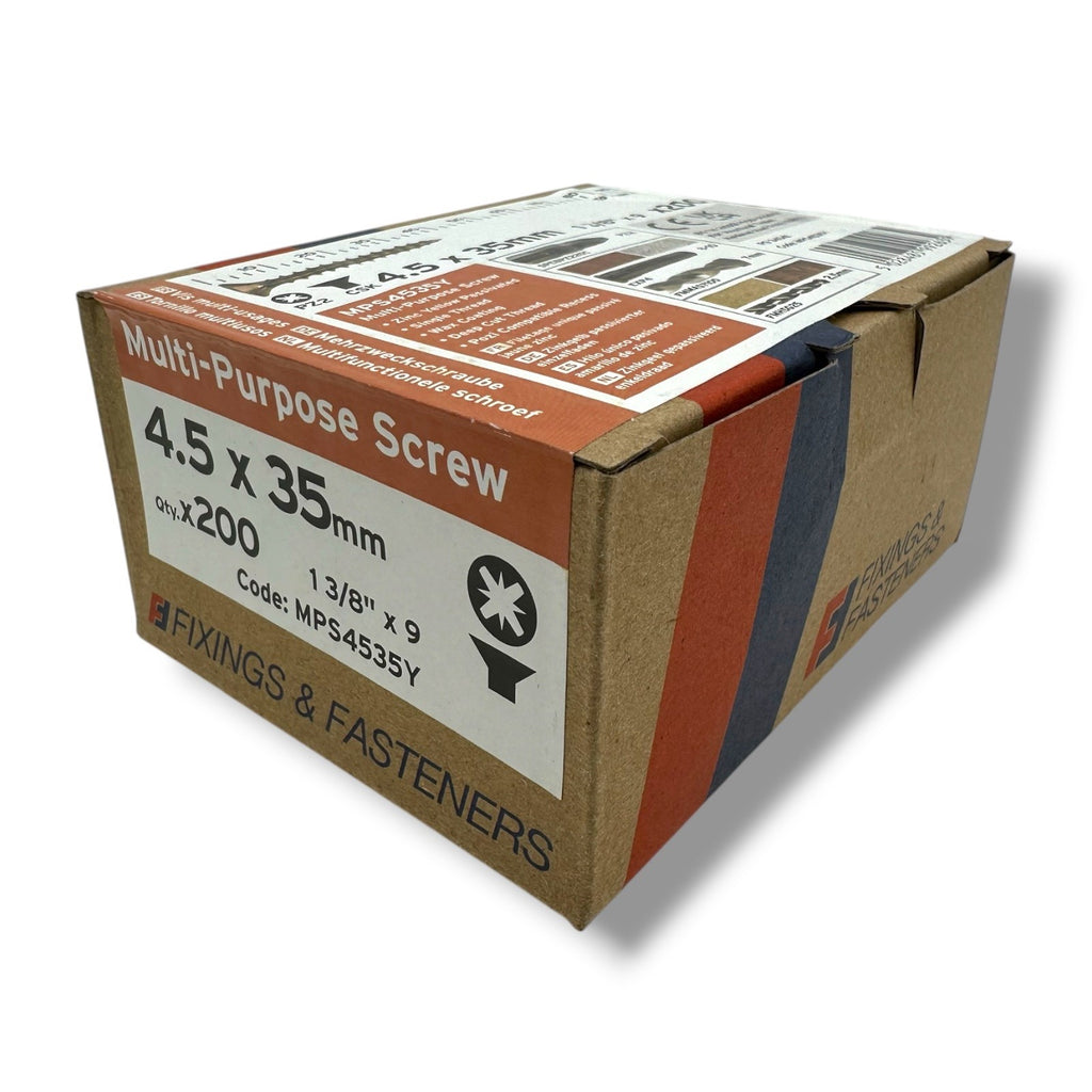 ForgeFix Yellow Zinc Pozi Wood Screws – 4.5 × 35mm – size and packaging