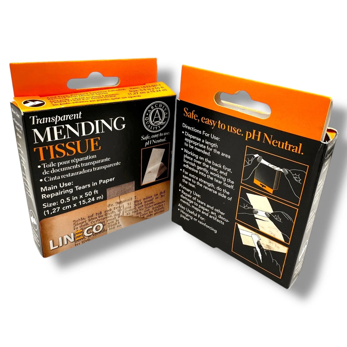 Transparent Mending Tissue Tape Lineco 1/2"x 600" TWIN PACK Paper Repairs – product image 2
